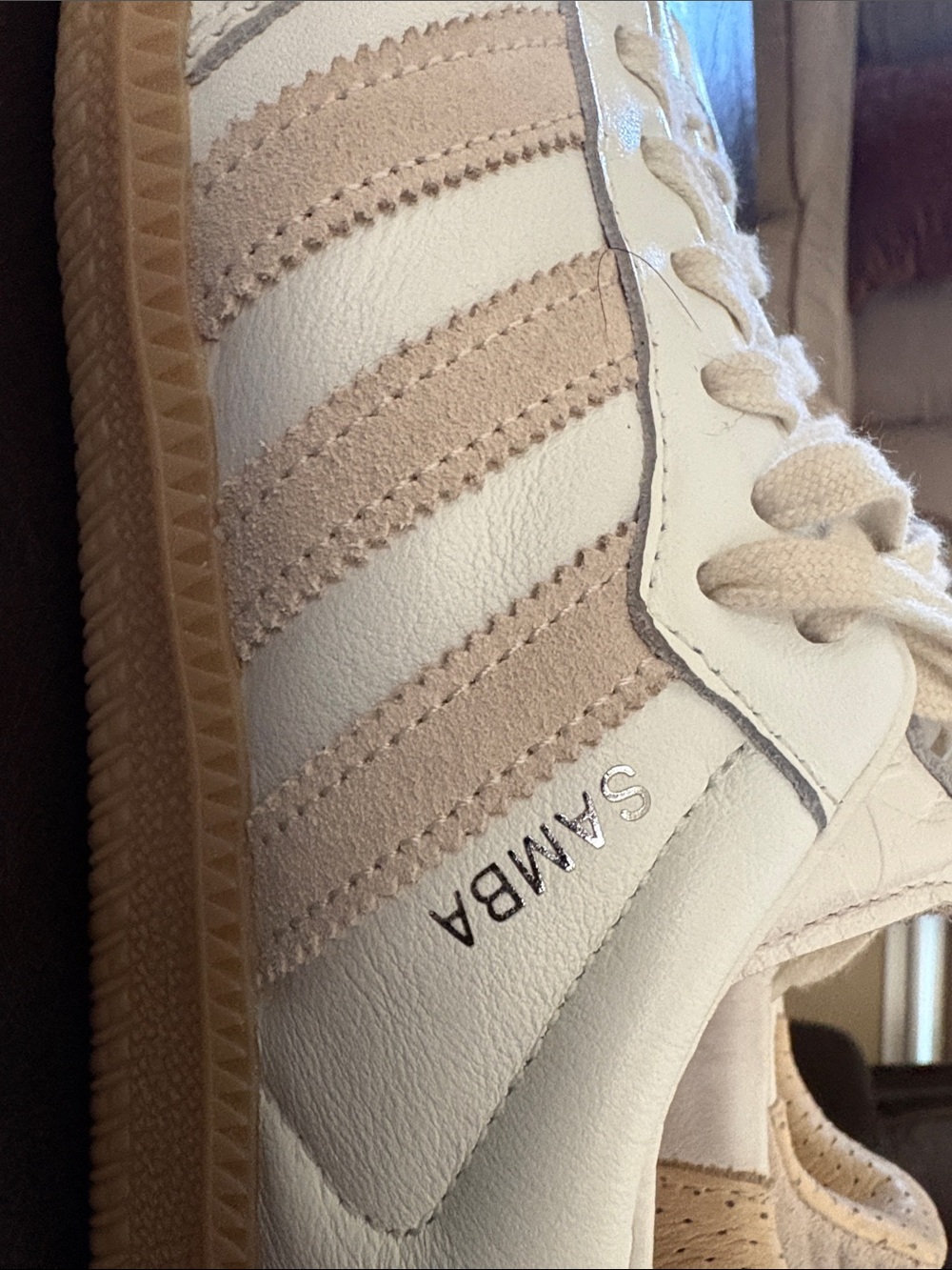 adidas Samba Sneakers in White and Tan - Picture 2 of 5